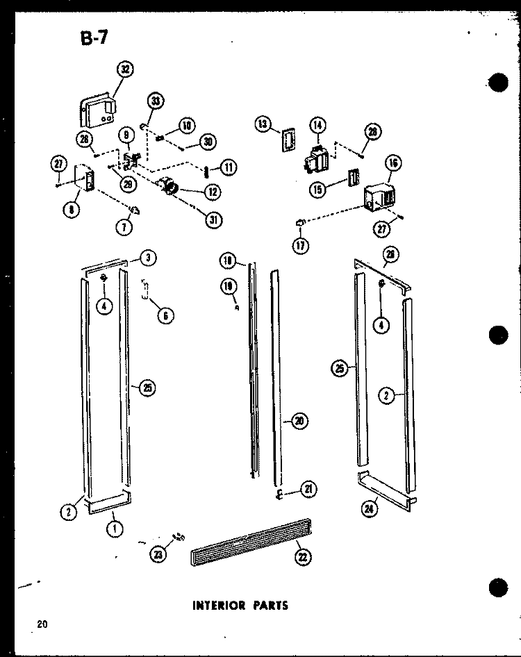 INTERIOR PARTS Diagram and Parts List for SR19E-1 P7487022W Amana Refrigerator