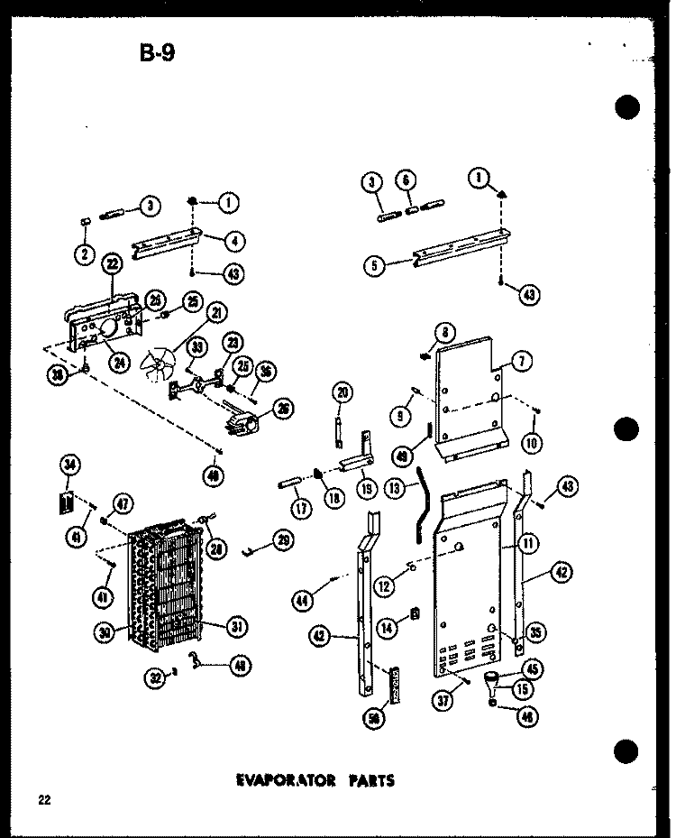 EVAP PARTS Diagram and Parts List for SR19E-1 P7487022W Amana Refrigerator