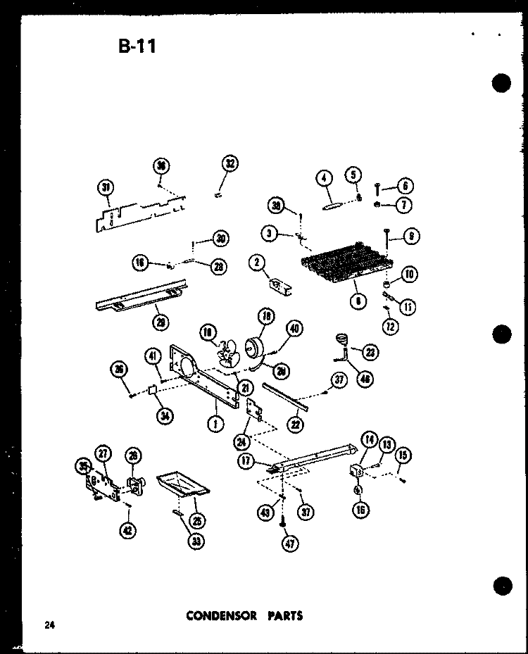 CONDENSOR PARTS Diagram and Parts List for SR19E-1 P7487022W Amana Refrigerator