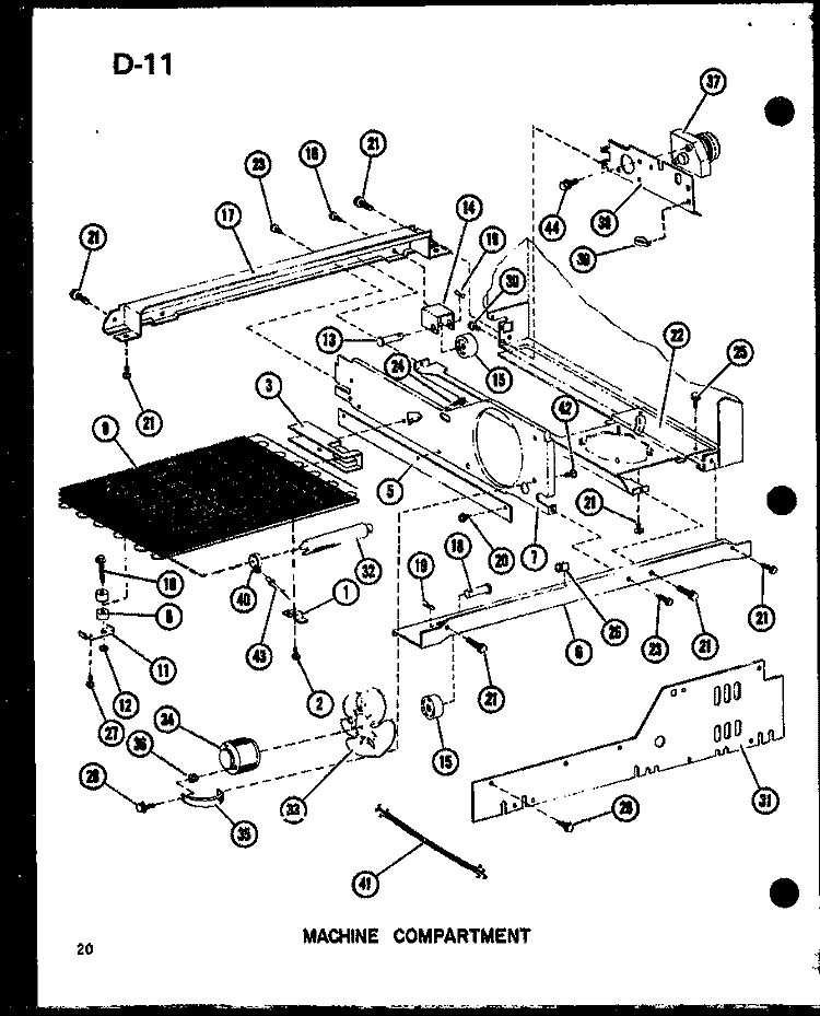 MACHINE COMPARTMENT Diagram and Parts List for SLDI22F-1 P7540014W Amana Refrigerator