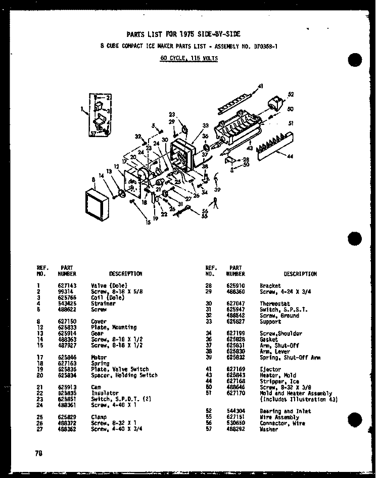 8 CUBE COMPACT ICE MAKER Diagram and Parts List for SD19N-1-A P6023077W A Amana Refrigerator