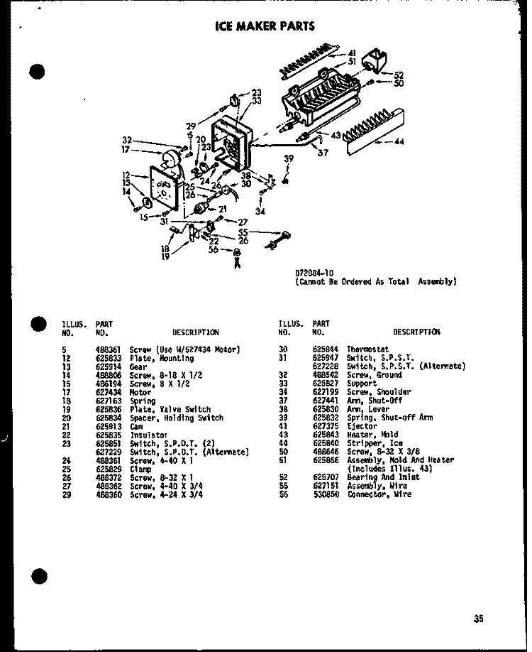 ICE MAKER PARTS Diagram and Parts List for SDI22B P7332044W Amana Refrigerator