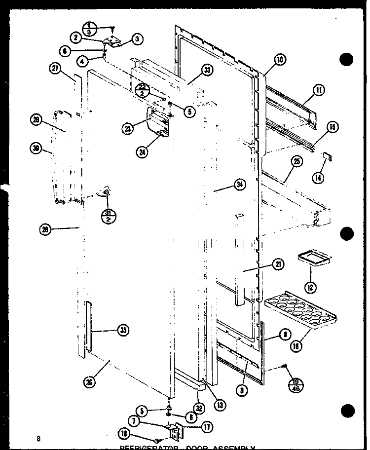 REF DOOR ASSY Diagram and Parts List for SR19F1G P7700008W G Amana Refrigerator