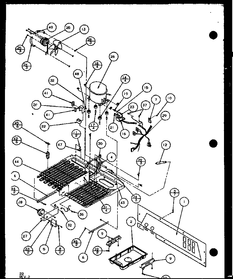 MACHINE COMPARTMENT Diagram and Parts List for SL25J P1104031W Amana Refrigerator