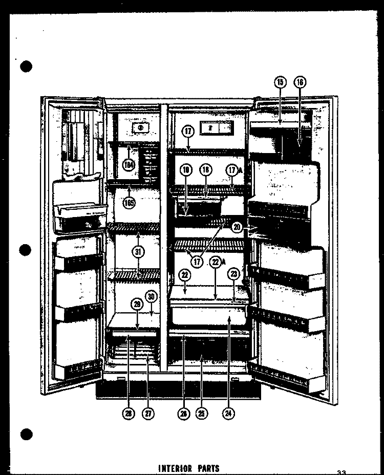 INTERIOR PARTS Diagram and Parts List for SDI22D  Amana Refrigerator