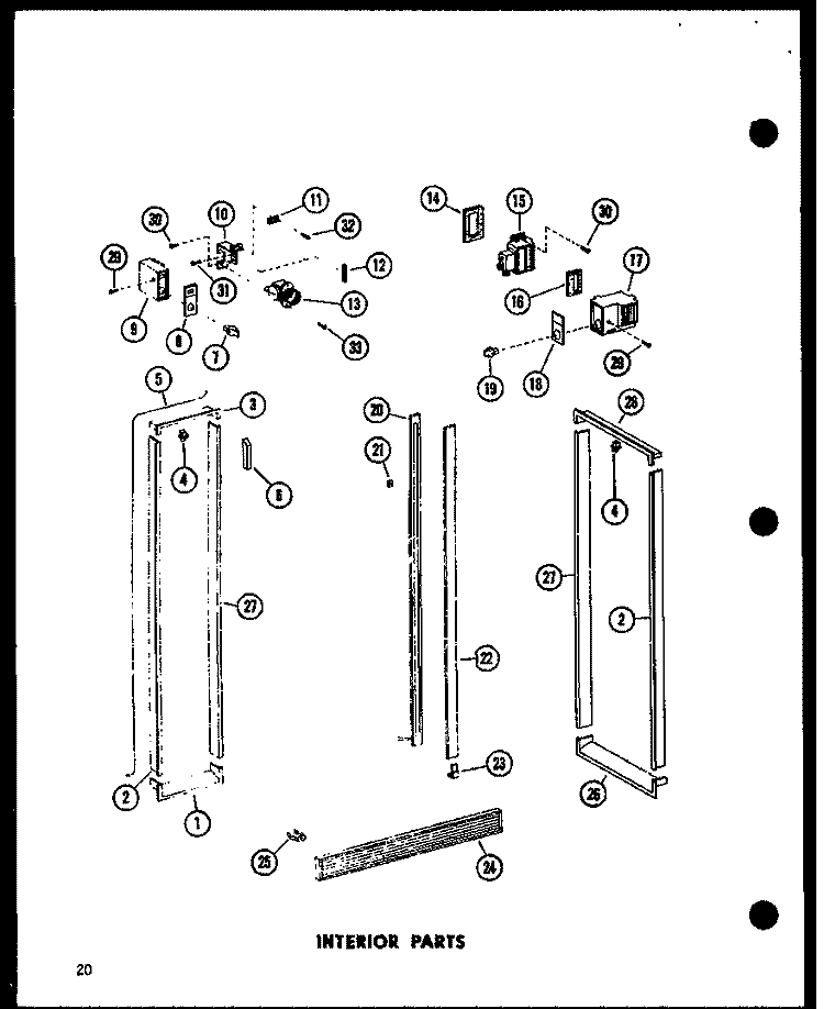 INTERIOR PARTS Diagram and Parts List for ESR22N-L P7332045W L Amana Refrigerator