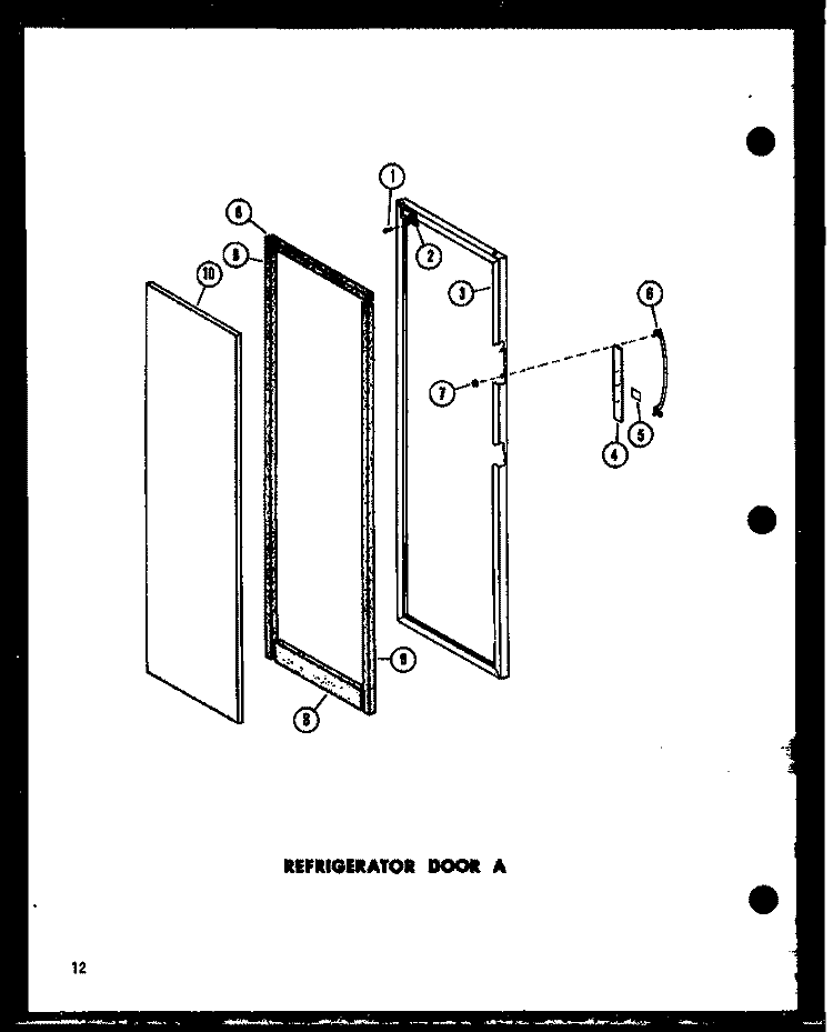 REF DOOR A Diagram and Parts List for ESR22D P7390020W Amana Refrigerator