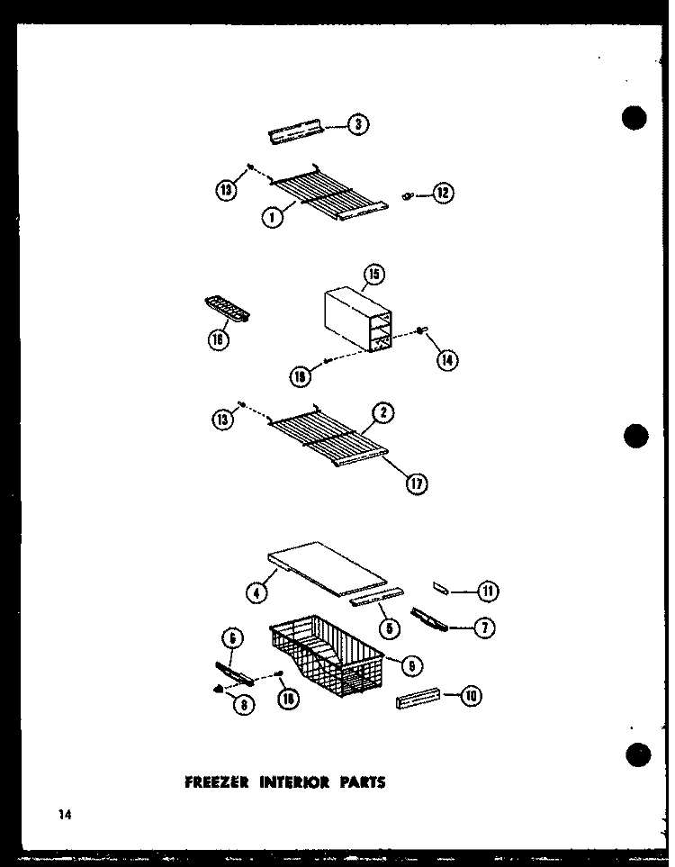 FZ INTERIOR PARTS Diagram and Parts List for ESR22D P7390020W Amana Refrigerator