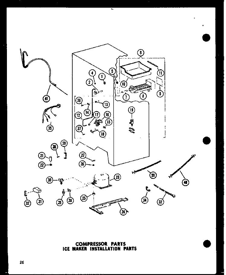 COMP PARTS ICE MAKER INSTALLATION PARTS Diagram and Parts List for ESR22D P7390020W Amana Refrigerator