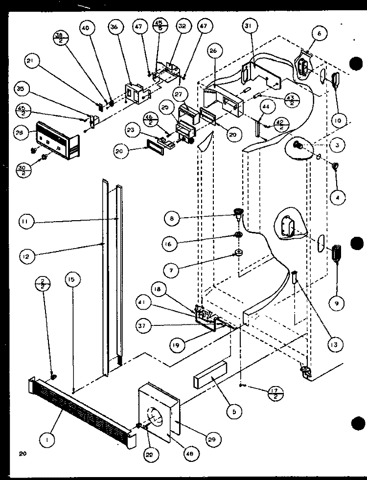 REF / FZ CONTROLS AND CABINET PART Diagram and Parts List for SLD25J P1116501W Amana Refrigerator
