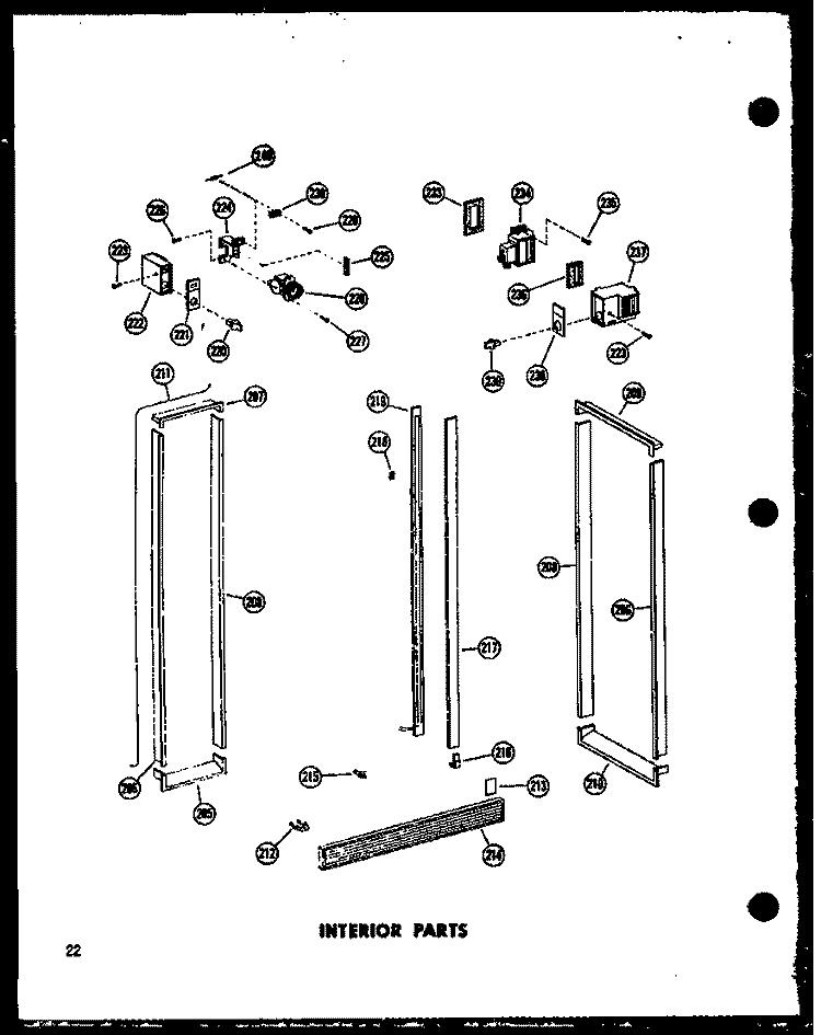 INTERIOR PARTS Diagram and Parts List for SD19W P6034036W Amana Refrigerator