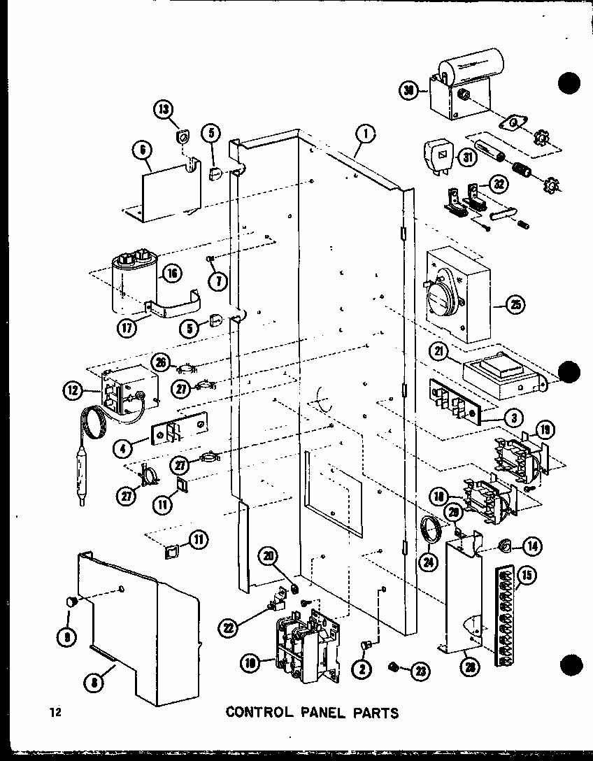 Control Panel Parts (erhq24/p55200-49c) (erhq30/p55200-52c) (rhq36/p55200-53c) Diagram and Parts List for RHA48-003 P55201-50C Amana Air Conditioner