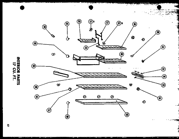 INTERIOR PARTS 17 CU. FT. Diagram and Parts List for ETM17G  Amana Refrigerator