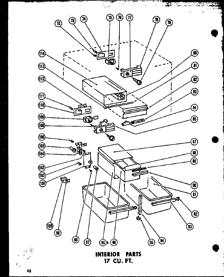 INTERIOR PARTS 17 CU. FT. Diagram and Parts List for ETM17G  Amana Refrigerator