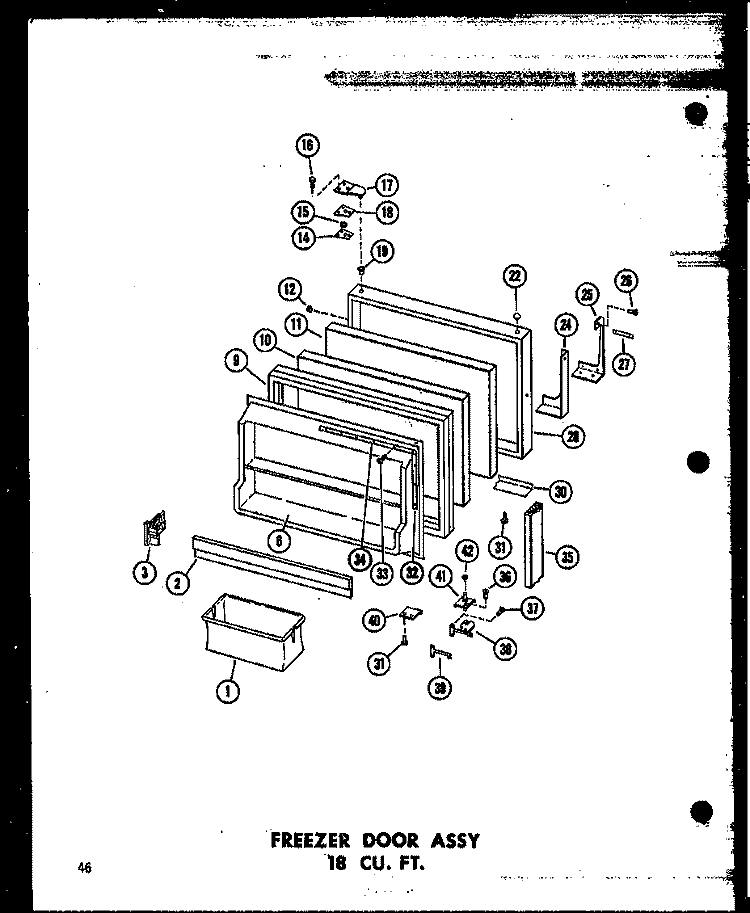 FZ DOOR ASSY 18 CU. FT. Diagram and Parts List for ETM18J-A P6023616W A Amana Refrigerator