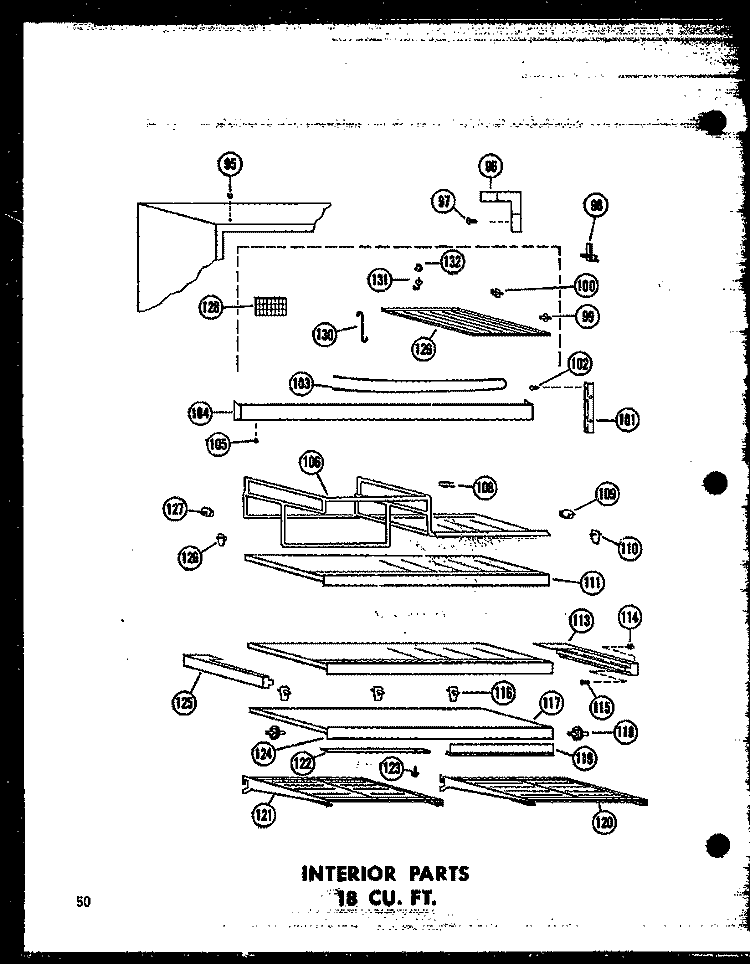 INTERIOR PARTS 18 CU. FT. Diagram and Parts List for ETM18J-A P6023616W A Amana Refrigerator