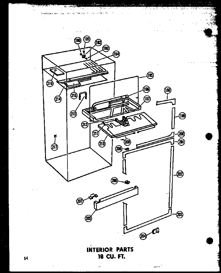 INTERIOR PARTS 18 CU. FT. Diagram and Parts List for ETM18J-A P6023616W A Amana Refrigerator