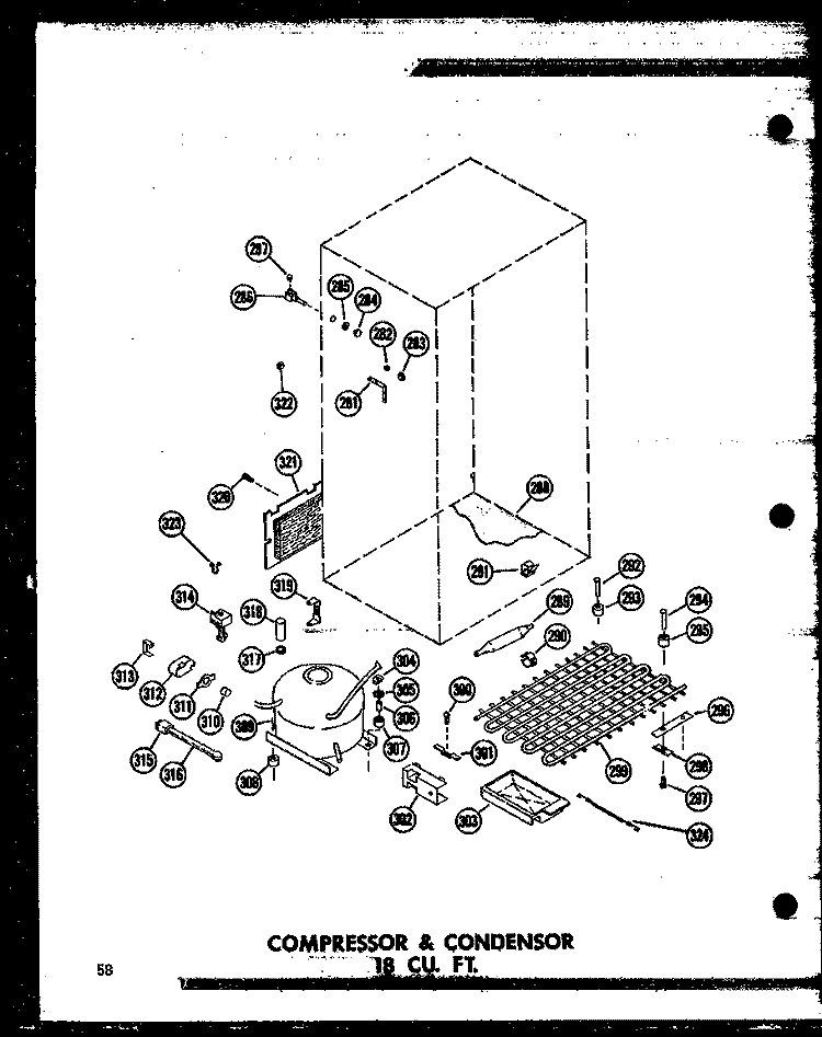 COMPRESSOR & CONDENSOR 18 CU. FT. Diagram and Parts List for ETM18J-A P6023616W A Amana Refrigerator