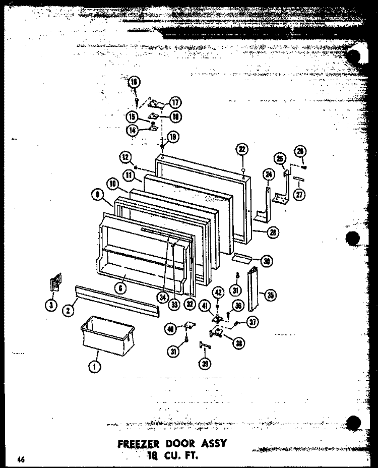 FZ DOOR ASSY 18 CU. FT. Diagram and Parts List for ETM18N P6023652W Amana Refrigerator