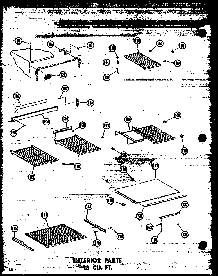 INTERIOR PARTS 18 CU. FT. Diagram and Parts List for ETM18N P6023652W Amana Refrigerator