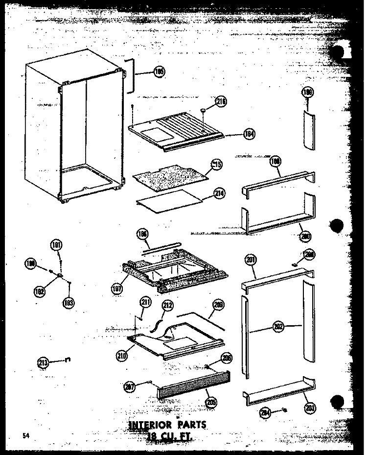 INTERIOR PARTS 18 CU. FT. Diagram and Parts List for ETM18N P6023652W Amana Refrigerator