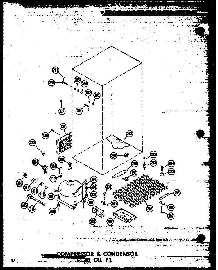 COMPRESSOR & CONDENSER 18 CU.FT. Diagram and Parts List for ETM18N P6023652W Amana Refrigerator