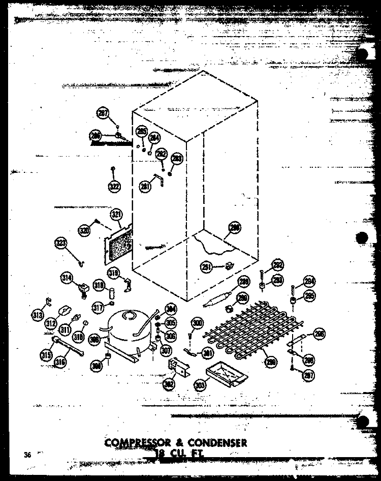 COMPRESSOR & CONDENSER 18 CU. FT. Diagram and Parts List for ETM18N-A P6030329W A Amana Refrigerator