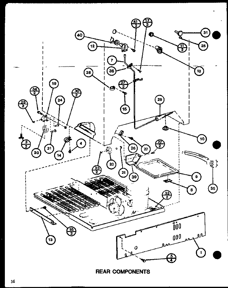 REAR COMPONENTS Diagram and Parts List for TR18H P7711007W Amana Refrigerator