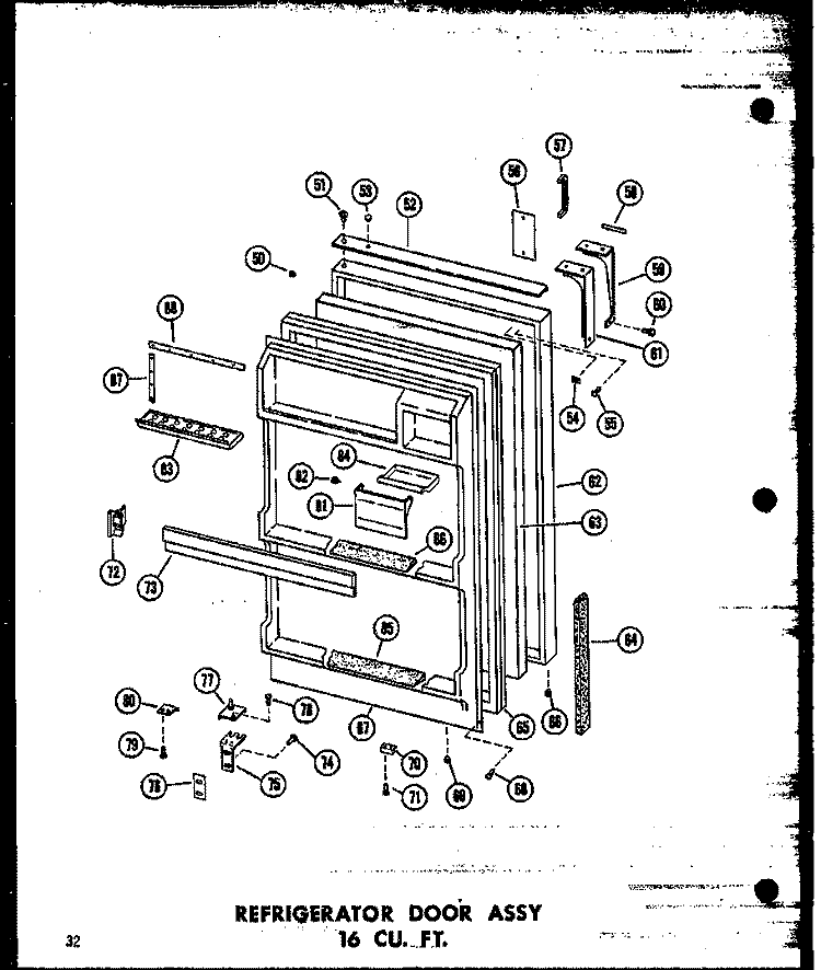 REF DOOR ASSY 16 CU. FT. Diagram and Parts List for ET16N P6023627W Amana Refrigerator