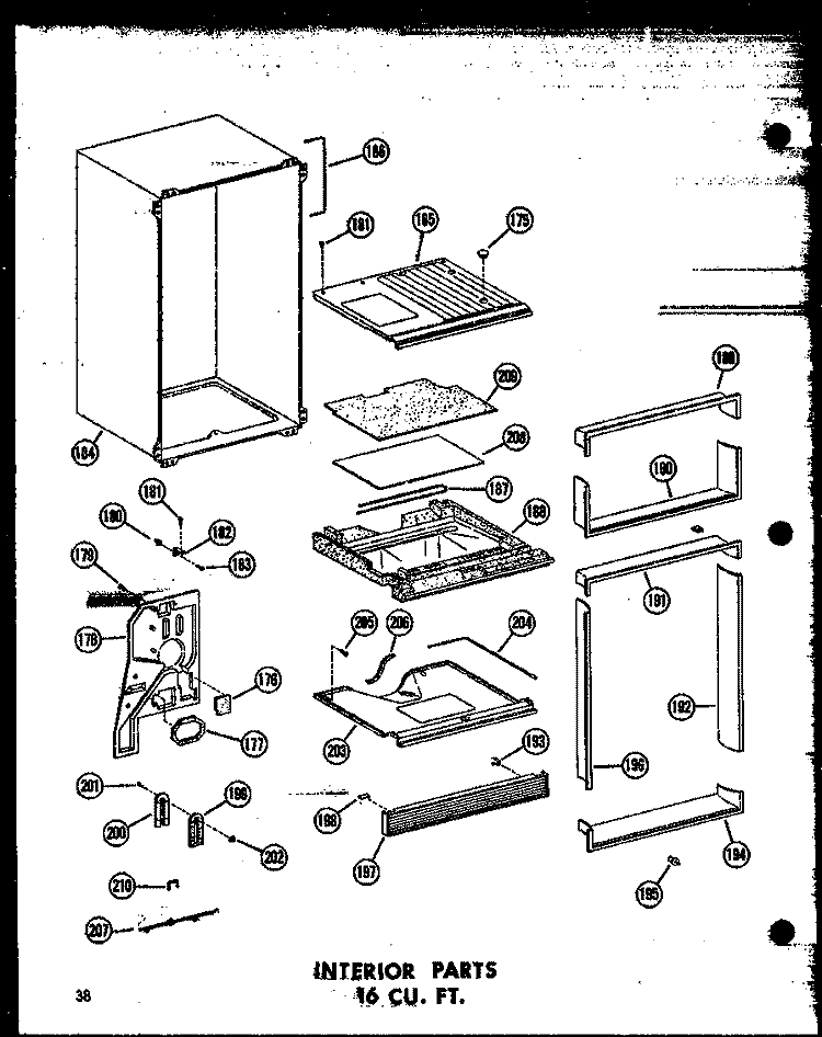 INTERIOR PARTS 16 CU. FT. Diagram and Parts List for ET16N P6023627W Amana Refrigerator