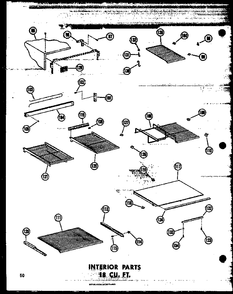 INTERIOR PARTS 18 CU. FT. Diagram and Parts List for ETM18N-C P6023630W C Amana Refrigerator