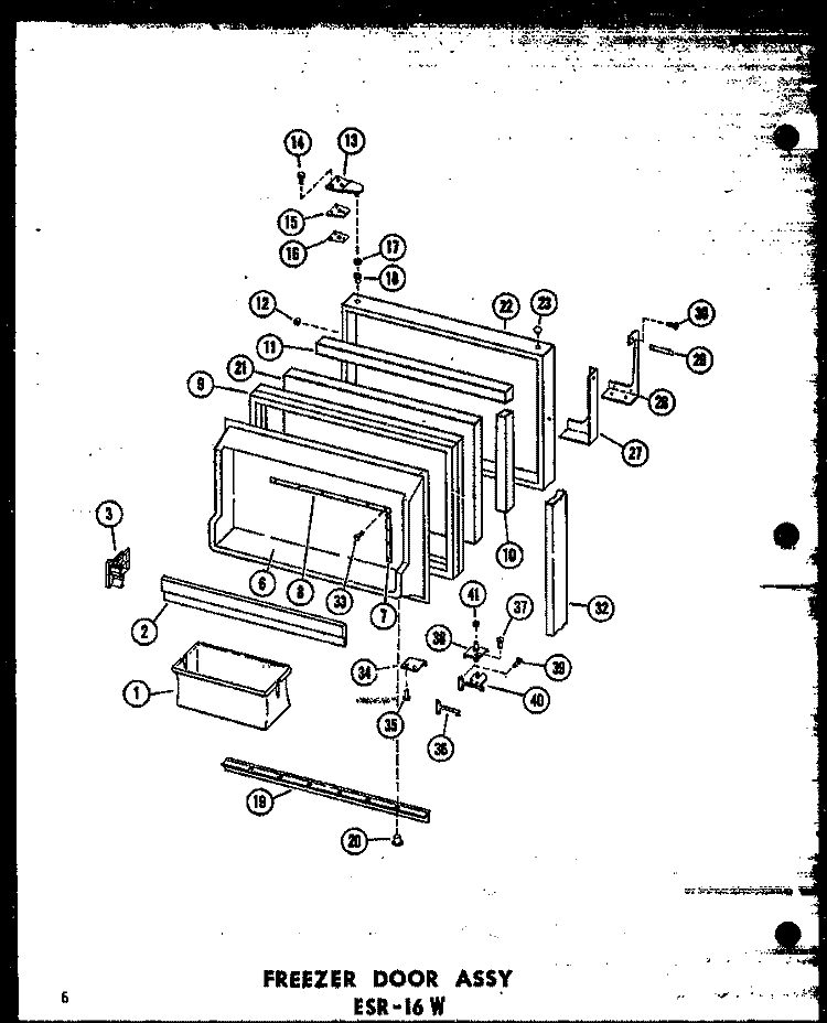 FZ DOOR ASSY ESR - 16W Diagram and Parts List for ESR-16W P6030304W Amana Refrigerator