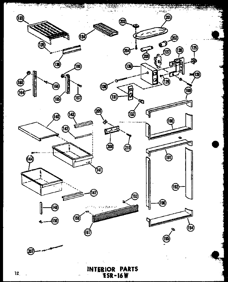 INTERIOR PARTS ESR - 16W Diagram and Parts List for ESR-16W P6030304W Amana Refrigerator