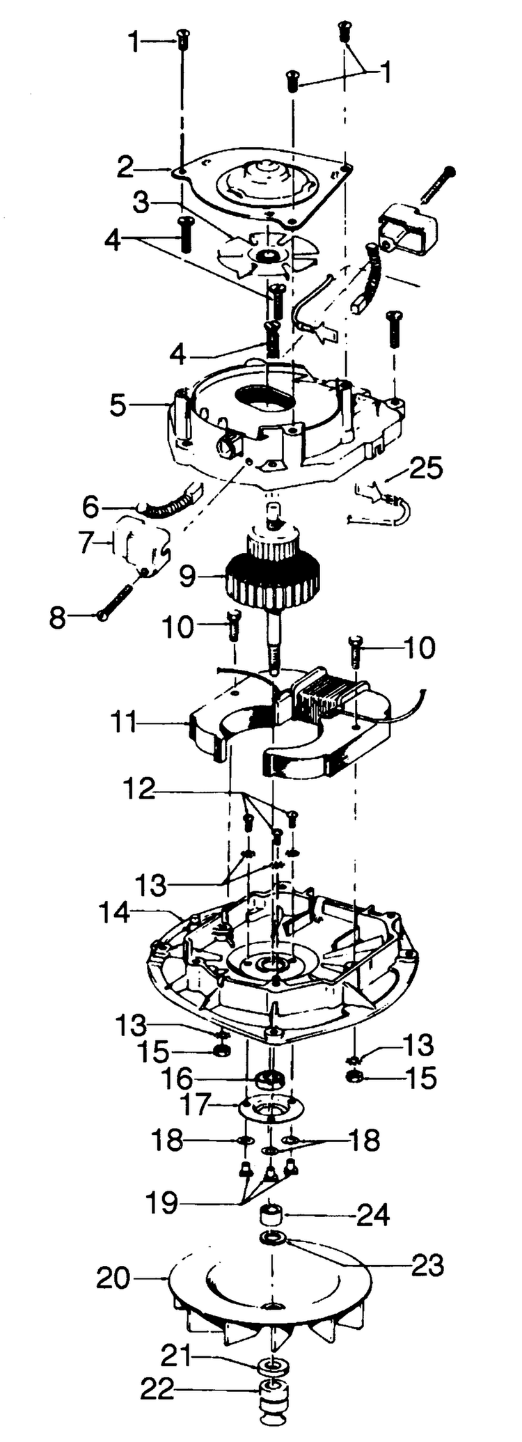 Motor Assembly Diagram and Parts List for U4195  Hoover Upright Vacuum