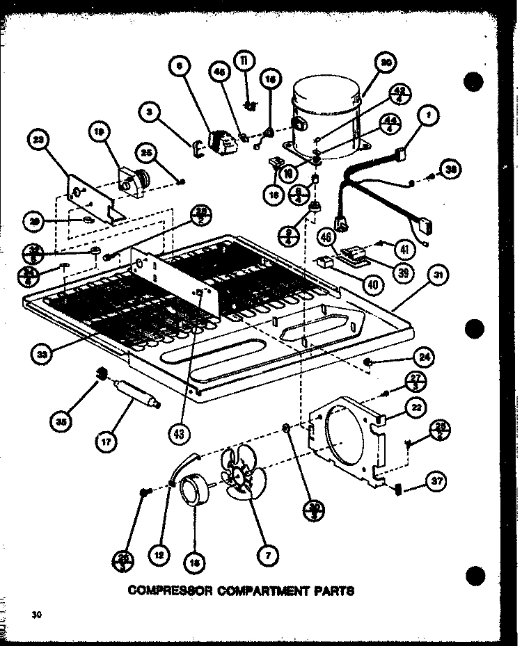 COMPRESSOR COMPARTMENT PARTS Diagram and Parts List for TMI18K P7803234W Amana Refrigerator