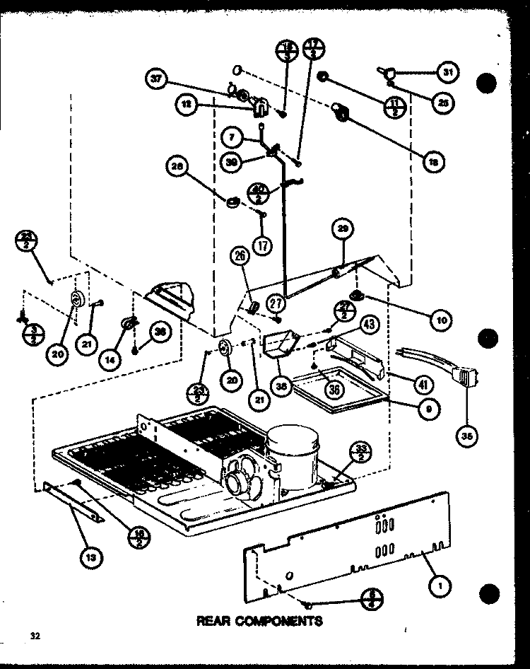 REAR COMPONENTS Diagram and Parts List for TMI18K P7803234W Amana Refrigerator