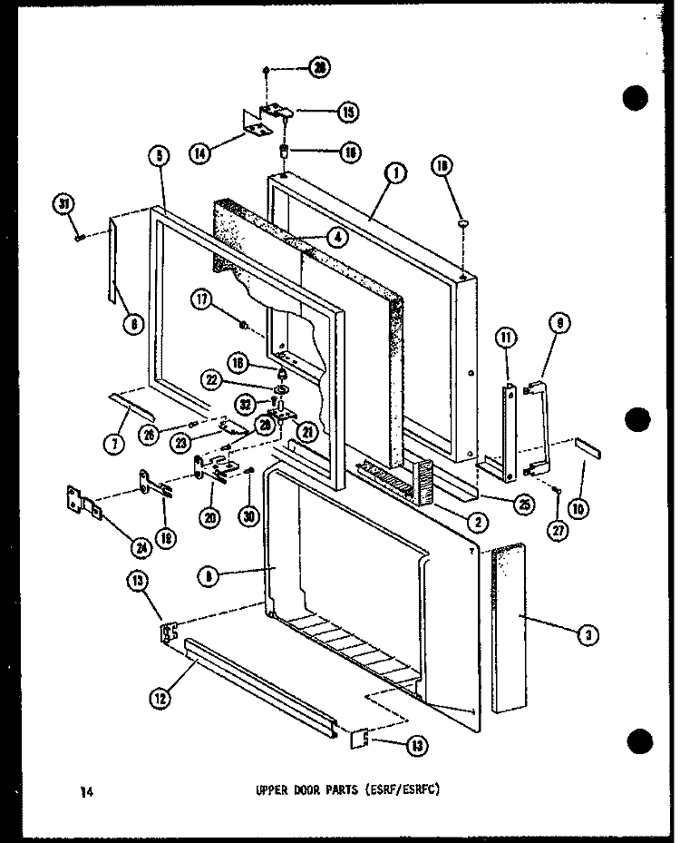 UPPER DOOR PARTS (ESRF / ESRFC) Diagram and Parts List for ESRF14C P7395309W Amana Refrigerator