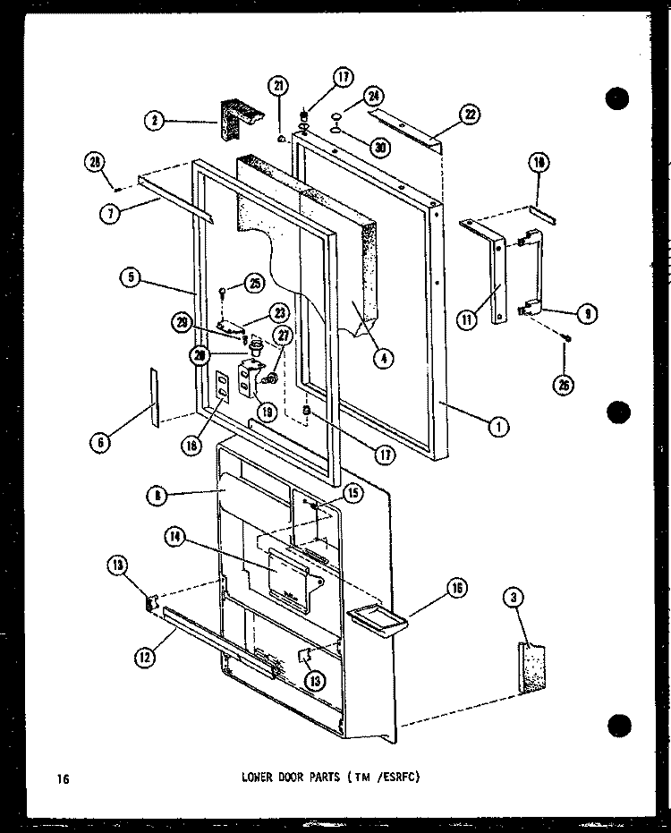 LOWER DOOR PARTS (TM / ESRFC) Diagram and Parts List for ESRFC14D P7395314W Amana Refrigerator