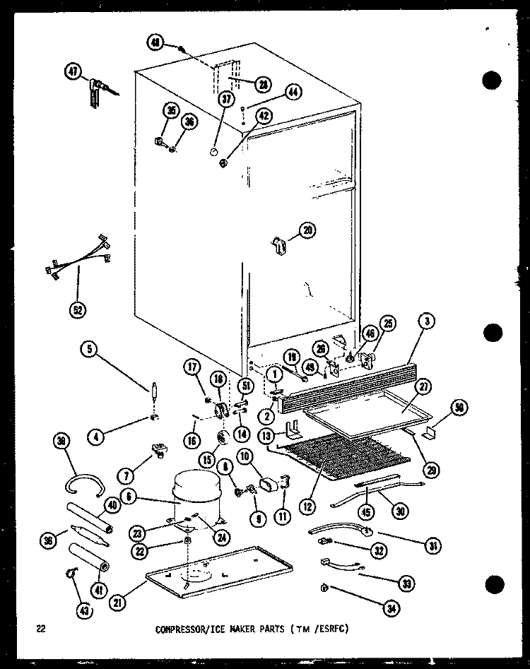 COMPRESSOR / ICE MAKER PARTS (TM / ESRFC) Diagram and Parts List for ESRFC14D P7395314W Amana Refrigerator