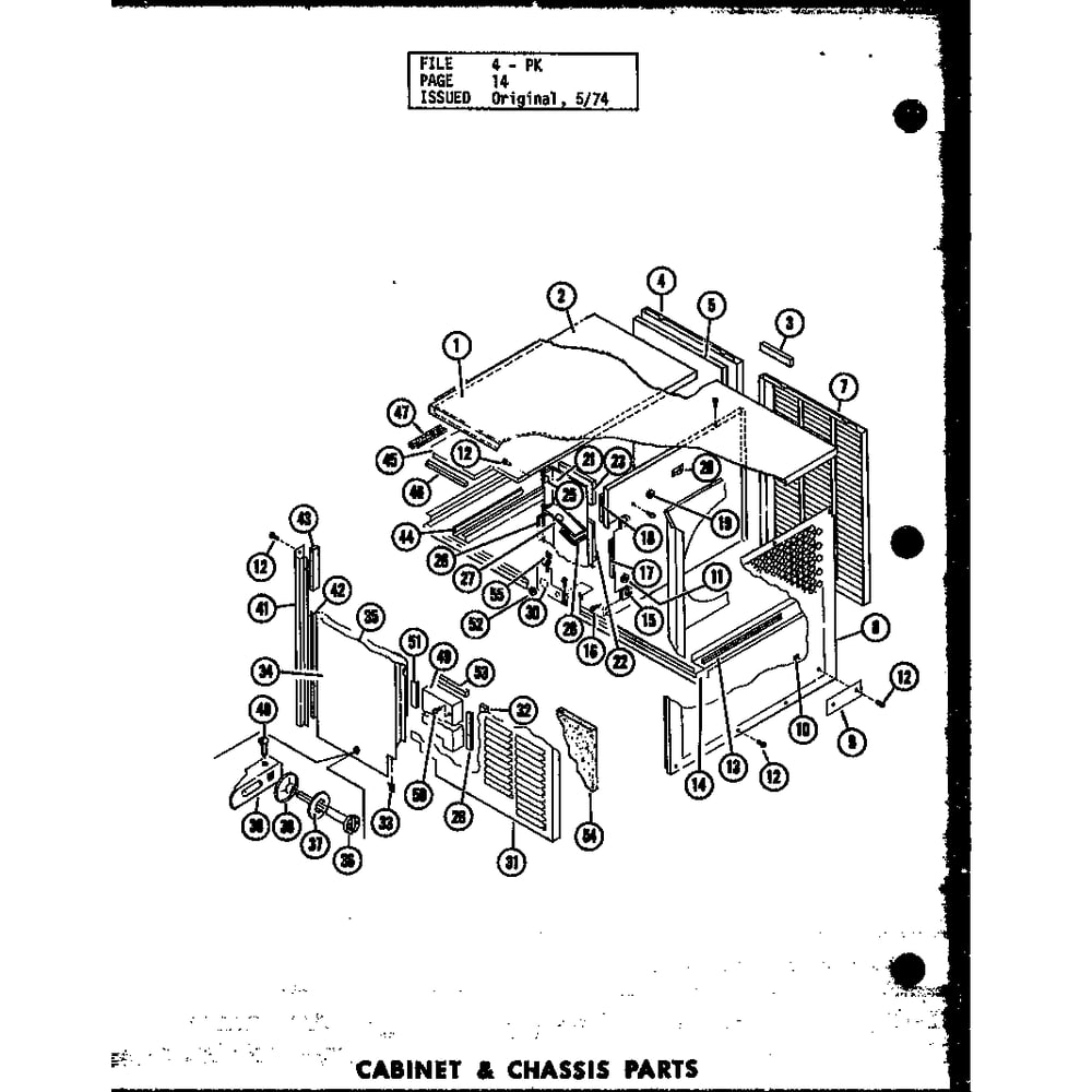Cabinet & Chassis Parts 2 Diagram and Parts List for PKE3-3H P54565-7C Amana Air Conditioner