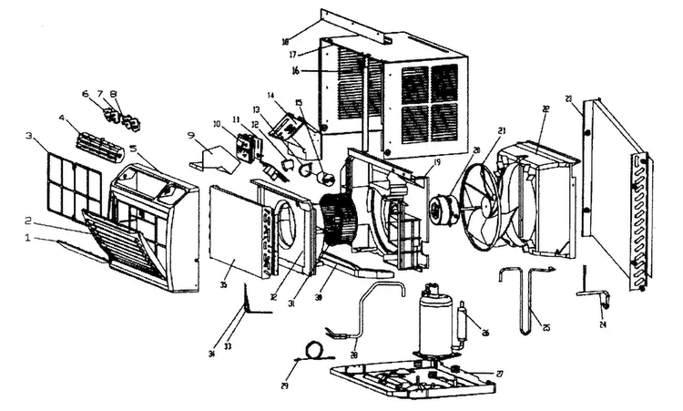 Cabinet Parts Diagram and Parts List for ACC085R  Amana Air Conditioner