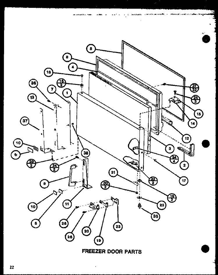 FZ DOOR PARIS Diagram and Parts List for TR18J P7739004W Amana Refrigerator