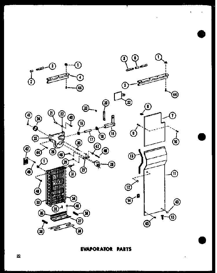Evaporator Parts Diagram and Parts List for ESR22C-G-P73900-10WG  Amana Refrigerator