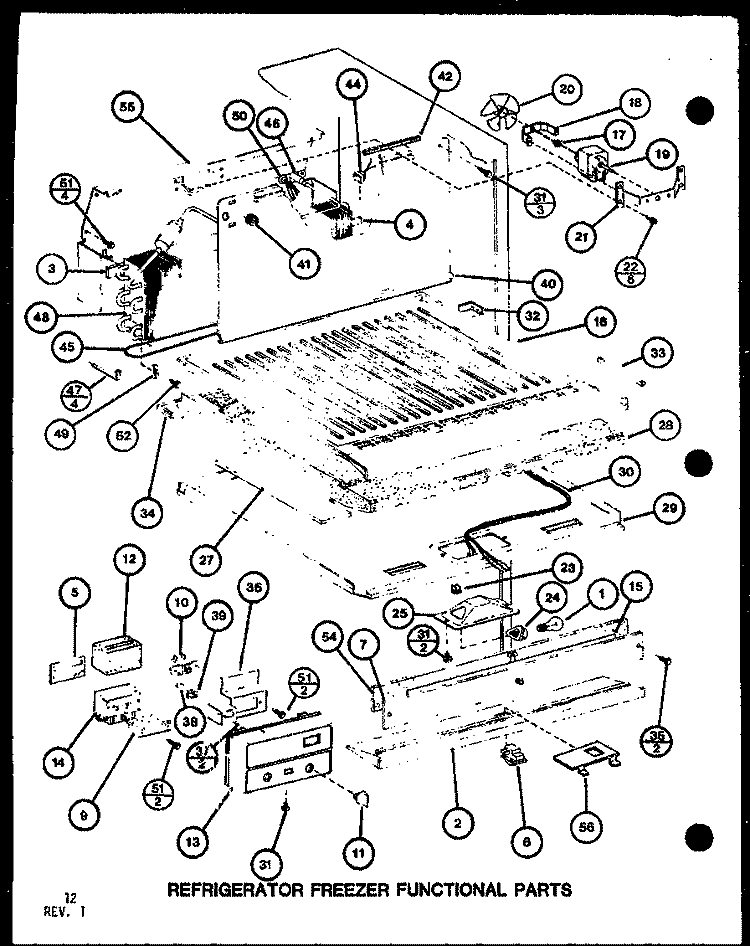 REF FZ FUNCTIONAL PARTS Diagram and Parts List for P7651212W Amana Refrigerator