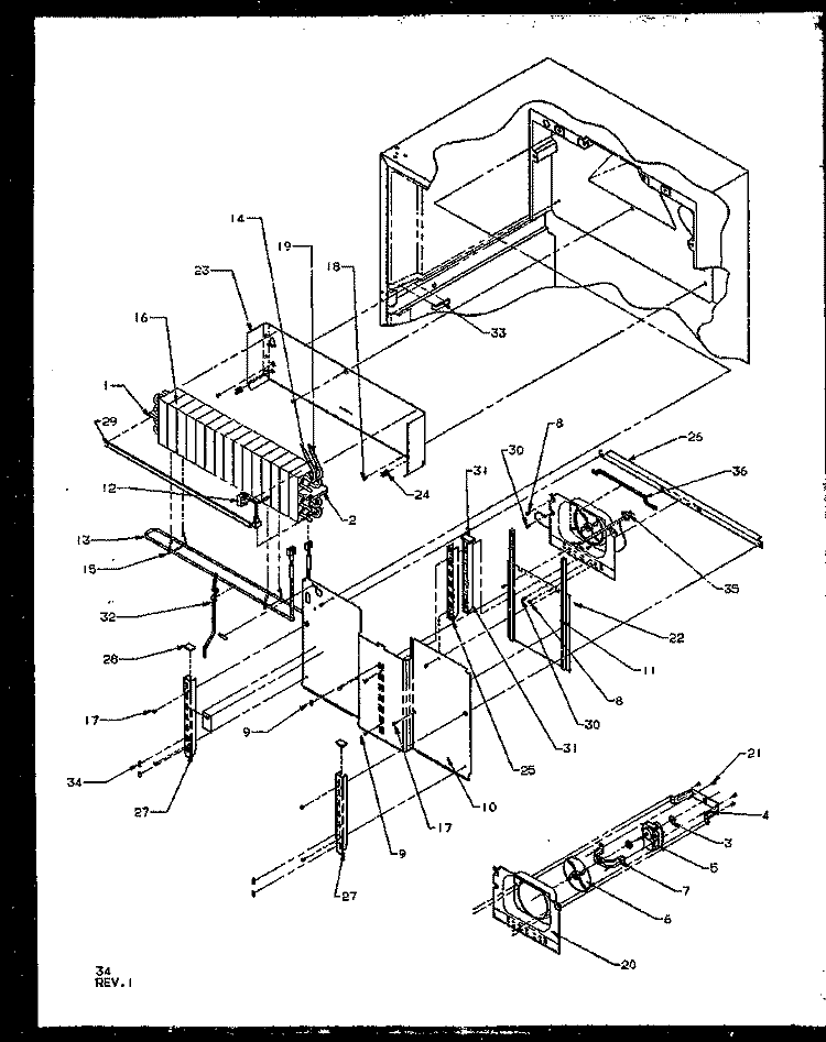 EVAP AREA Diagram and Parts List for P1158408W W Amana Refrigerator