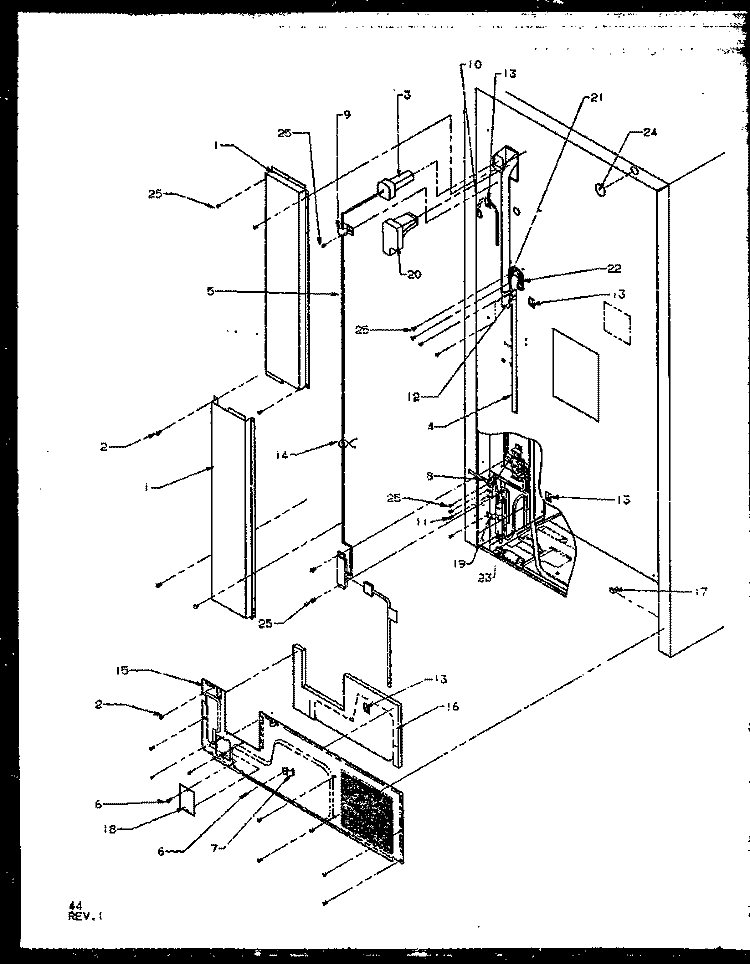 CABINET BACK Diagram and Parts List for P1158408W W Amana Refrigerator