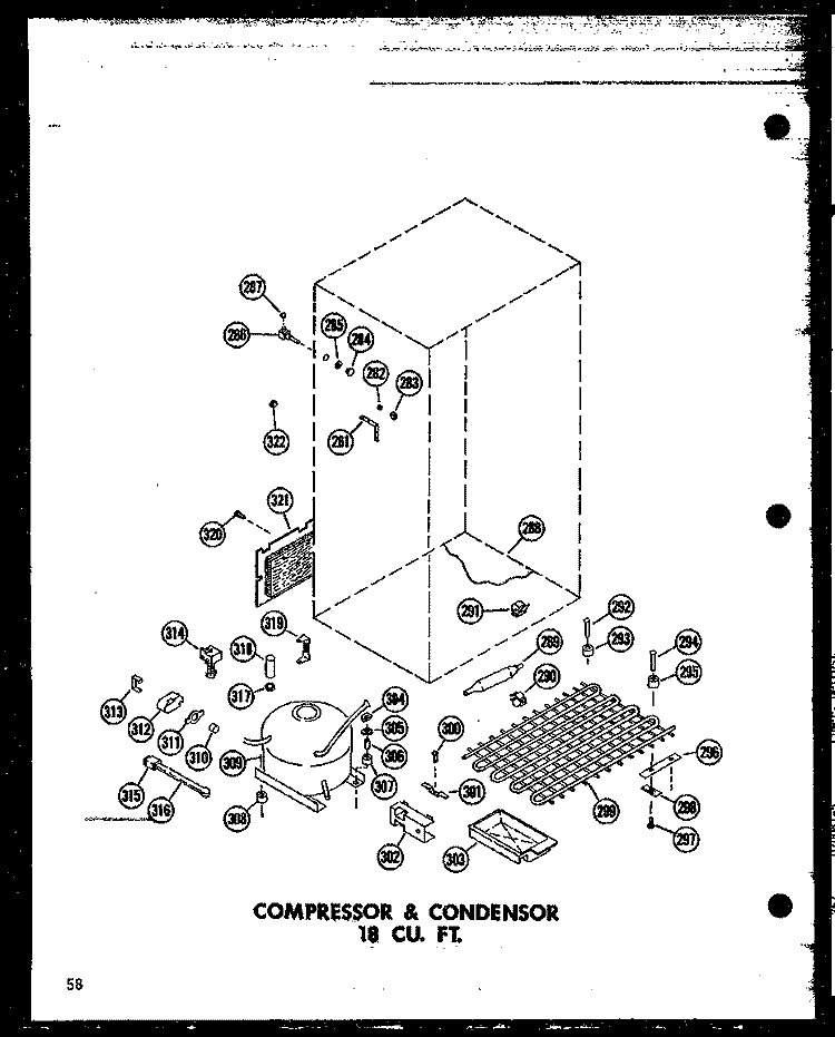 COMPRESSOR & CONDENSOR 18 CU. FT. Diagram and Parts List for ETM18J P6017808W Amana Refrigerator