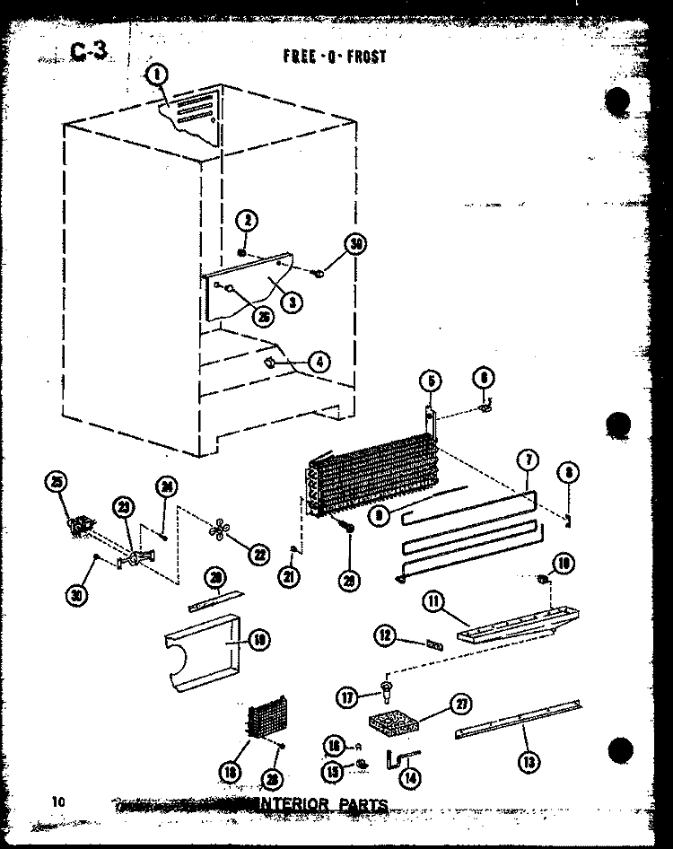 INTERIOR PARTS Diagram and Parts List for UF22C P6034572W Amana Freezer