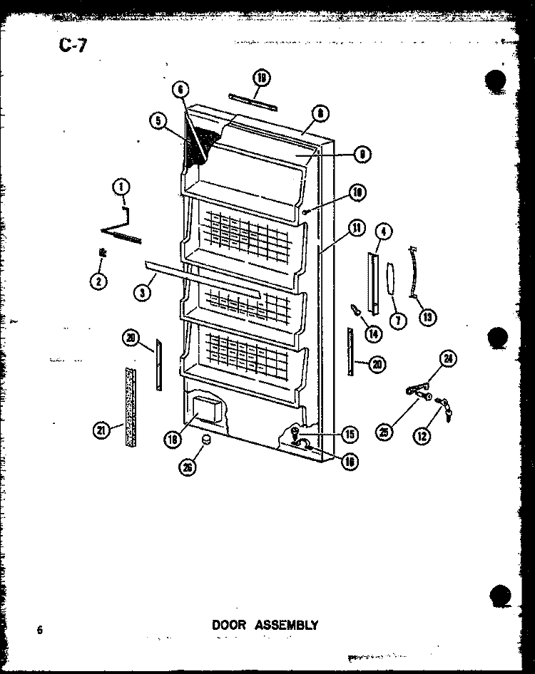 DOOR ASSY Diagram and Parts List for U23C-A P6034573W A Amana Freezer