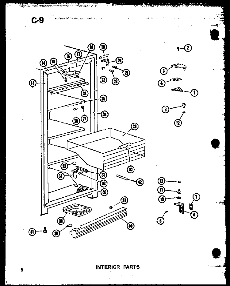 INTERIOR PARTS Diagram and Parts List for U23C-A P6034573W A Amana Freezer